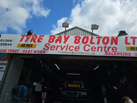 Tyre Bay Bolton Ltd Service Centre sign above the garage on High Street, Bolton (photo shared by a customer on Google)